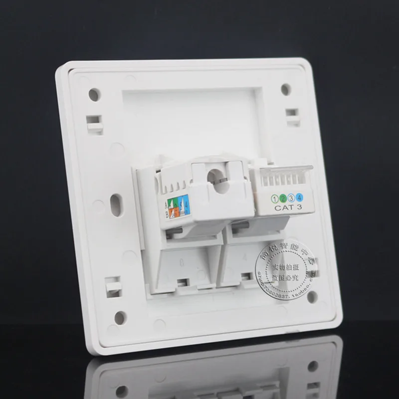 Cat6 Network Faceplate Gigabit Wall Plate 2 Ports Cat3 RJ11 Telphone Socket