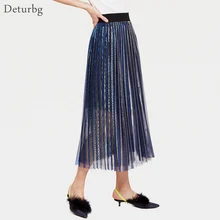 Женская винтажная Тюлевая юбка средней длины женская сексуальная прозрачная Высокая талия гофрированный с сеткой юбки плюс размер Jupe Faldas Весна SK298