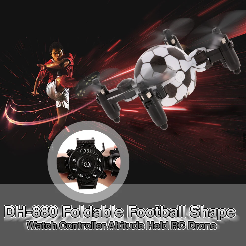 

RC Drone Toys DH-880 Foldable Football Shape Watch Controller Altitude Hold RC Quadcopter Mini Drone RC Plane