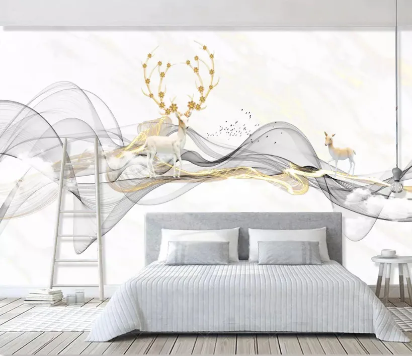 Beibehang заказ шелковистый papel де parede 3d обои новый китайский абстрактный чернила пейзаж картина маслом облако Золотой Фон