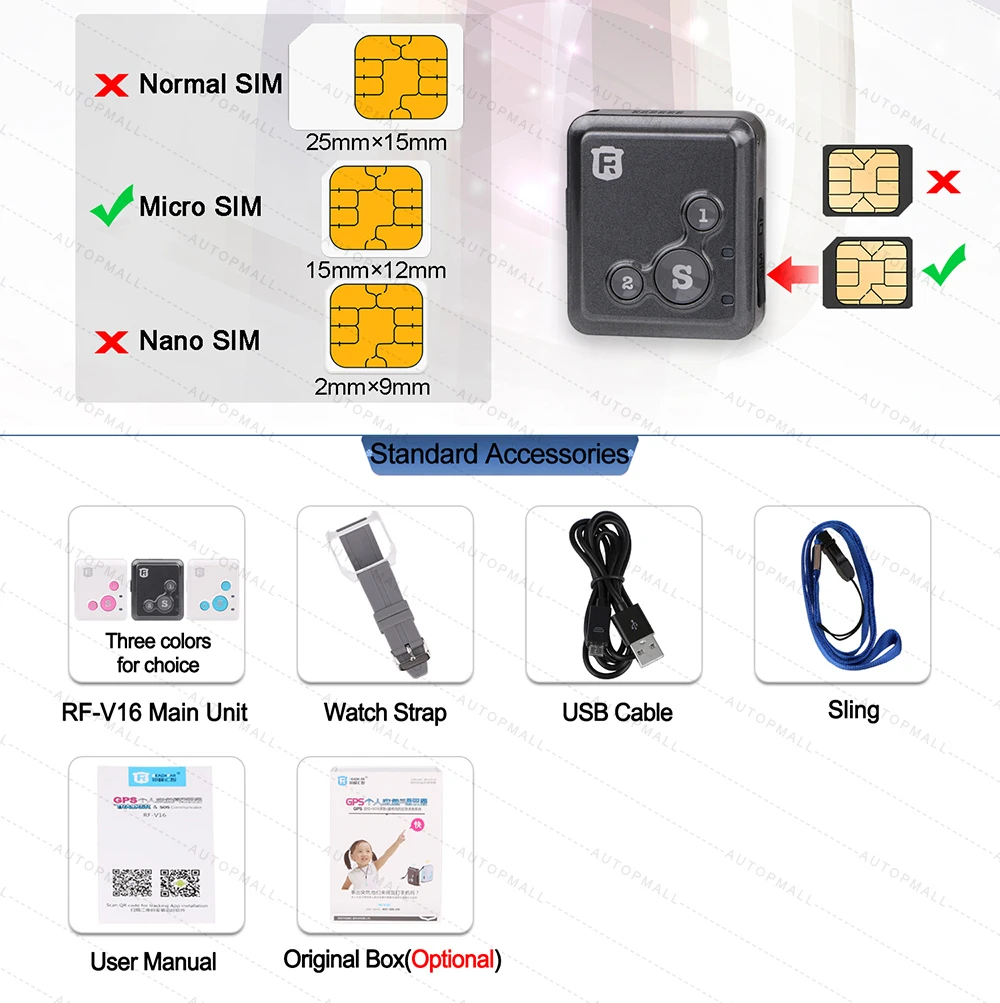 Mini GPS Tracker Children Kids RF V16 Hand free Talk 2G GSM GPS Locator
