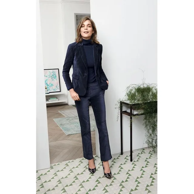 NEW 2018 Navy Velvet 2 piece set women business suits