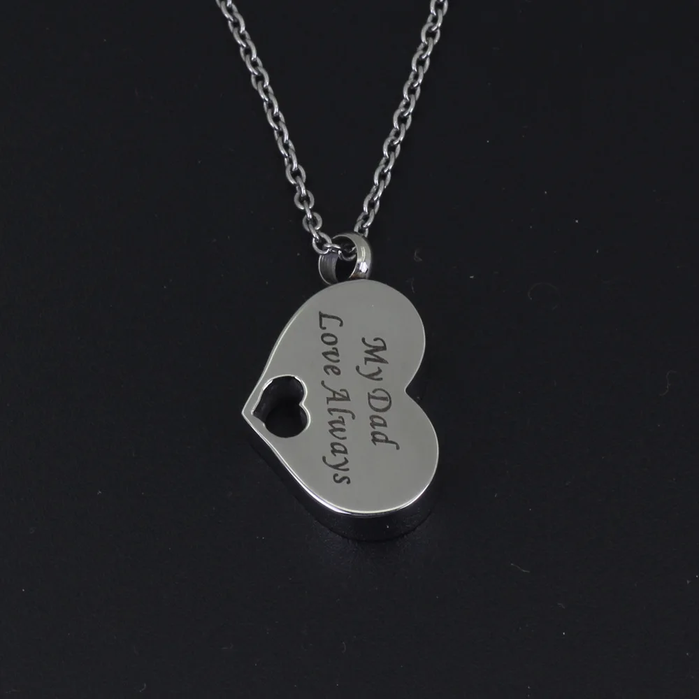 361l Stainless Steel Memorial Urn Necklace My Dad Love Always Heart