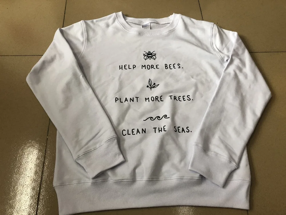Help More Bees Plant More Trees Clean The Seas/толстовка с принтом «пчелы», забавные толстовки с капюшоном в стиле Харадзюку для девочек, топы