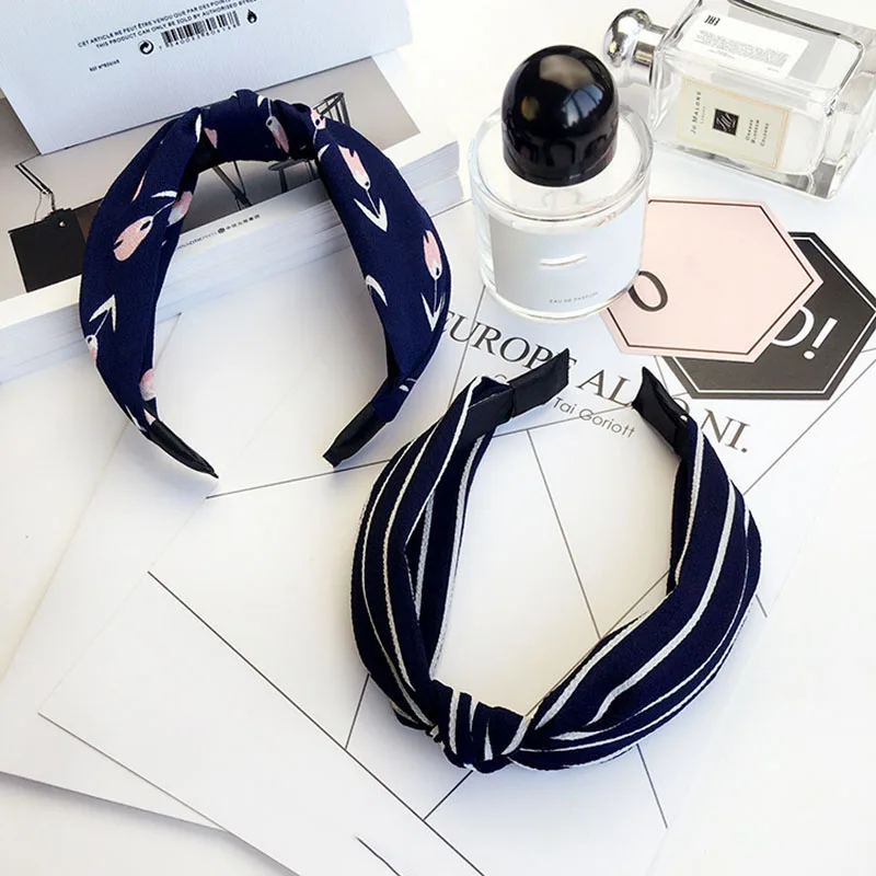 Floral Female Hoops Knot Hairband Women Bowknot Headband Striped Hair
