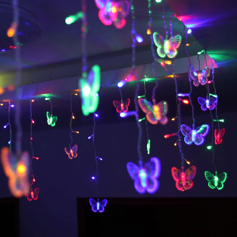 48 LEDs LED Butterfly led string 315CM*50CM AC220V Waterproof Curtain holiday Lights Christmas new year Garland Wedding Decor UW 48 LEDs LED Butterfly led string 315CM*50CM AC220V Waterproof Curtain holiday Lights Christmas new year Garland Wedding Decor UW