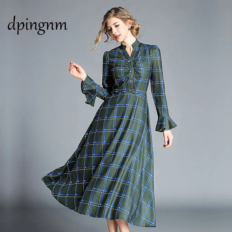 

Шифоновое платье в клетку, с бантом, размеры s-xxl