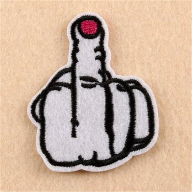 

Clothing diy embroidery badge iron on patch deal with it middle finger patches for clothe badges stickers fabric free shipping