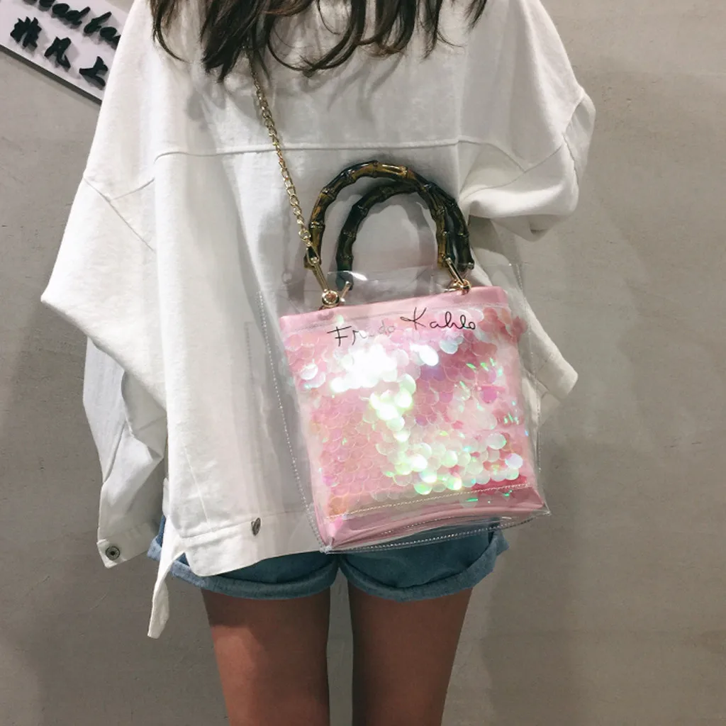 Высокое качество Женские Модные чисто Женская Мода прозрачная резиновая сумка через плечо женская бамбуковый Плетеный Сумки для вечерние поясная сумка#68