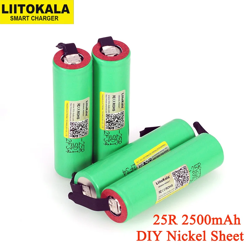 

4PCS/LOT Liitokala 100% new Original 18650 INR1865025R 20A discharge li-lon Rechargeable Power Battery +DIY Nickel