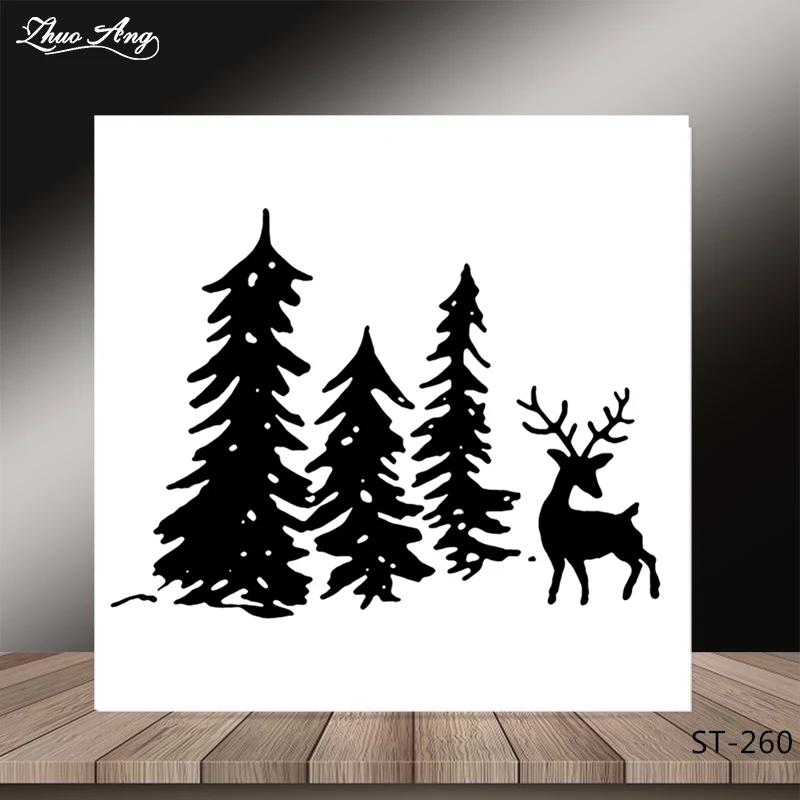 

ZhuoAng Christmas tree/Christmas deer Transparent and Clear Stamp DIY Scrapbooking Album Card Making DIY Decoration Making