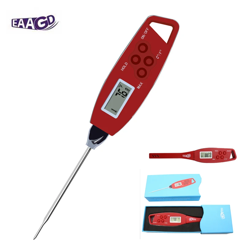 

EAAGD Waterproof Instant Read Meat BBQ Thermometer - Super Fast 4Second Read - Red Digital Food Cooking Thermometer