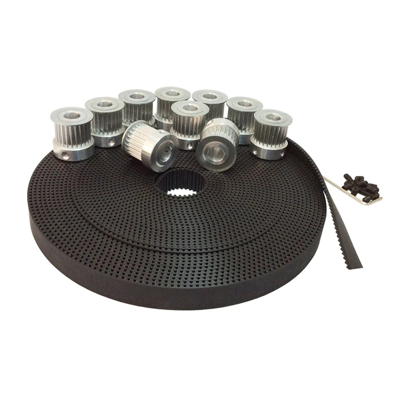 

3M Open Ended Timing Belt With 10 Meters Polyurethane + 10 PCS Steel Core 3M Timing Pulley 15 Teeth Bore 5mm 6mm 6.35mm 8mm