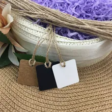 100pcs hemp rope with 100 pcs Kraft Paper Tags 3.0*3.5cm Favour Wedding Party Gift Bag Name Labe customized tags