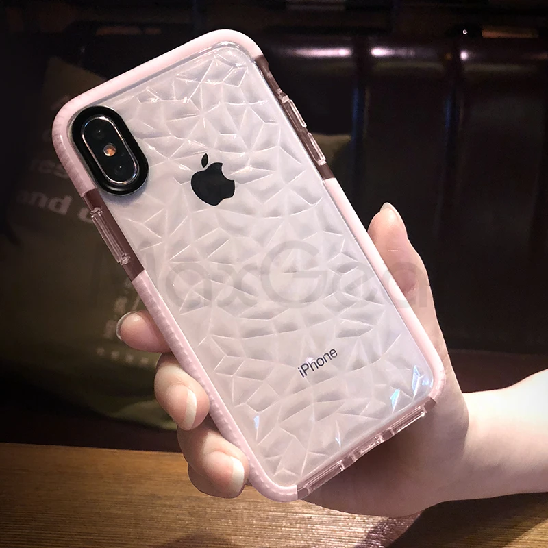 

3D Diamond Pattern water wave Case For iPhone X 8 7 6 6S Plus Soft TPU Crystal Clear Ultra-thin Shining Case For iPhone 6 6s