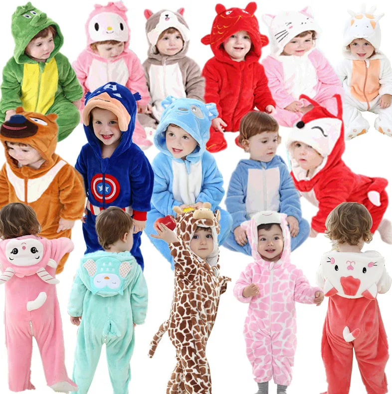 2015 Hot New Spring Autumn Baby Clothes Cotton Flannel Clothing 3D Cartoon Animal Rompers Boys Girls Jumpsuit | Детская одежда и