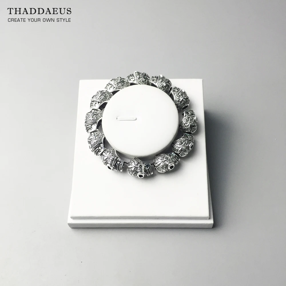 Günstig Armbänder Fleur de lis Lily   Schädel Punk Perle, 2017 marke Silber Mode Thomas Stil Schmuck Tms Bijoux Geschenk Für Ts Männer   Frauen