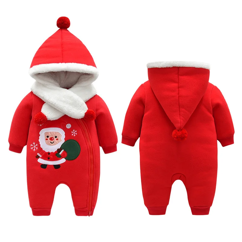 

Winter Baby Romper Kids Clothes Christmas Hoodies Romper Thick Warm Newborn Boy Girl Baby Jumpsuit Overalls Baby Wear 0-18m
