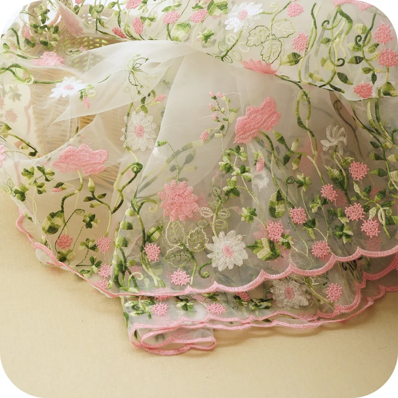 

Organza Embroidery Bilateral symmetry Lace Ball Gown DIY for Skirt Household cloth art fabric 1meter