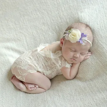 

New Born Baby Photography Props Accessories Baby Clothes Photo Accessory Baby Girl Lace Jumpsuit Newborn Photography Costume
