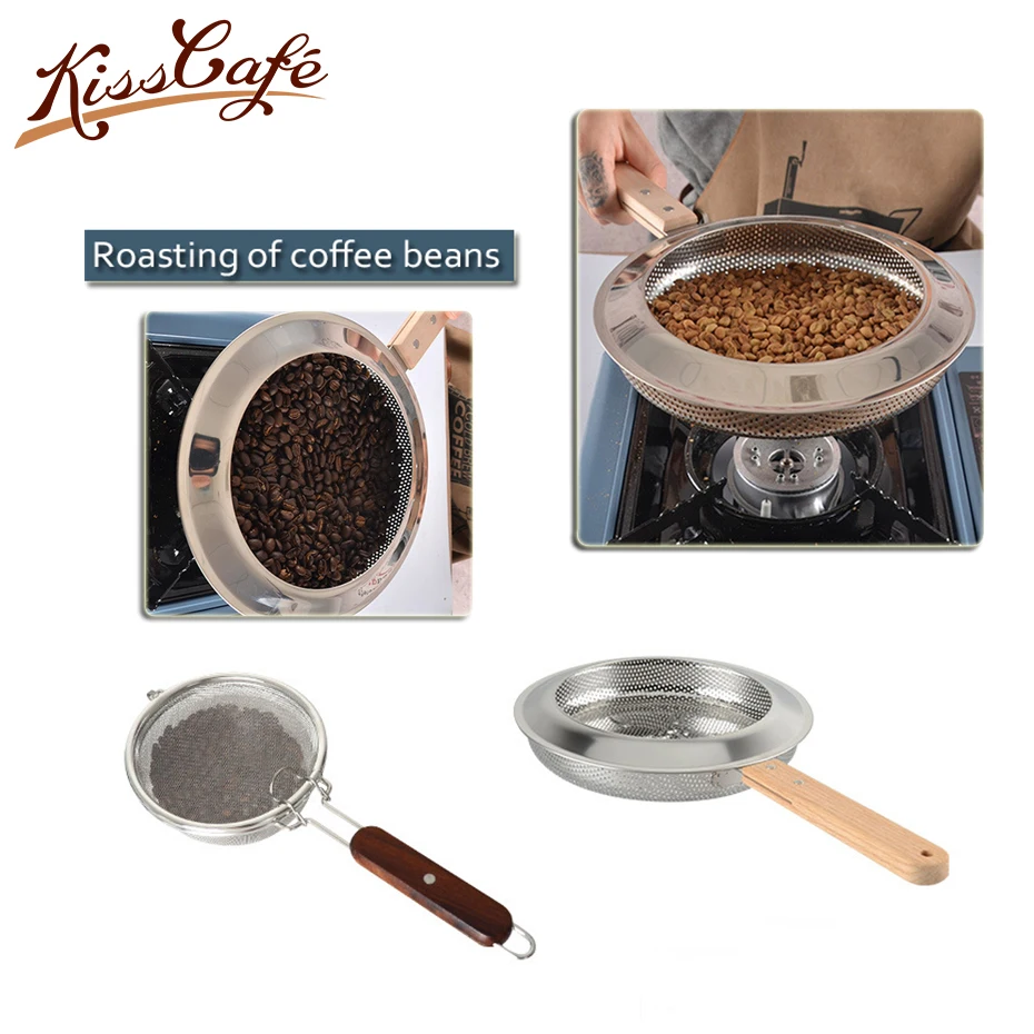 

Handmade Coffee Roaster Machine Stainless Steel Made Hand Use Coffee Bean Baker Wooden Handle Roasting Machine