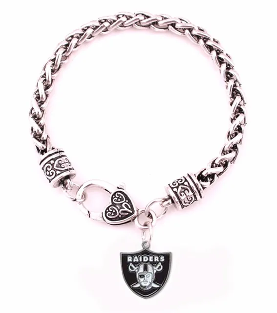 Hot Ing Antique Sliver Plated Oakland Raiders Football Charm Hot Ing Antique Sliver Plated Oakland Raiders Football Charm Bracelet