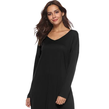 

Women's Casual Pockets Long Dress Long Sleeve Split Loose Solid V-neck Maxi Dress Boho Beach Party Long Dress Free Shipping