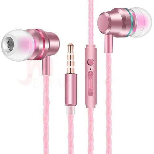 MEUYAG, профессиональные металлические наушники, вкладыши, проводные наушники, 3,5 мм, тяжелый бас, качество звука, музыка, спорт, гарнитура с микрофоном для Xiaomi - Цвет: Розовый