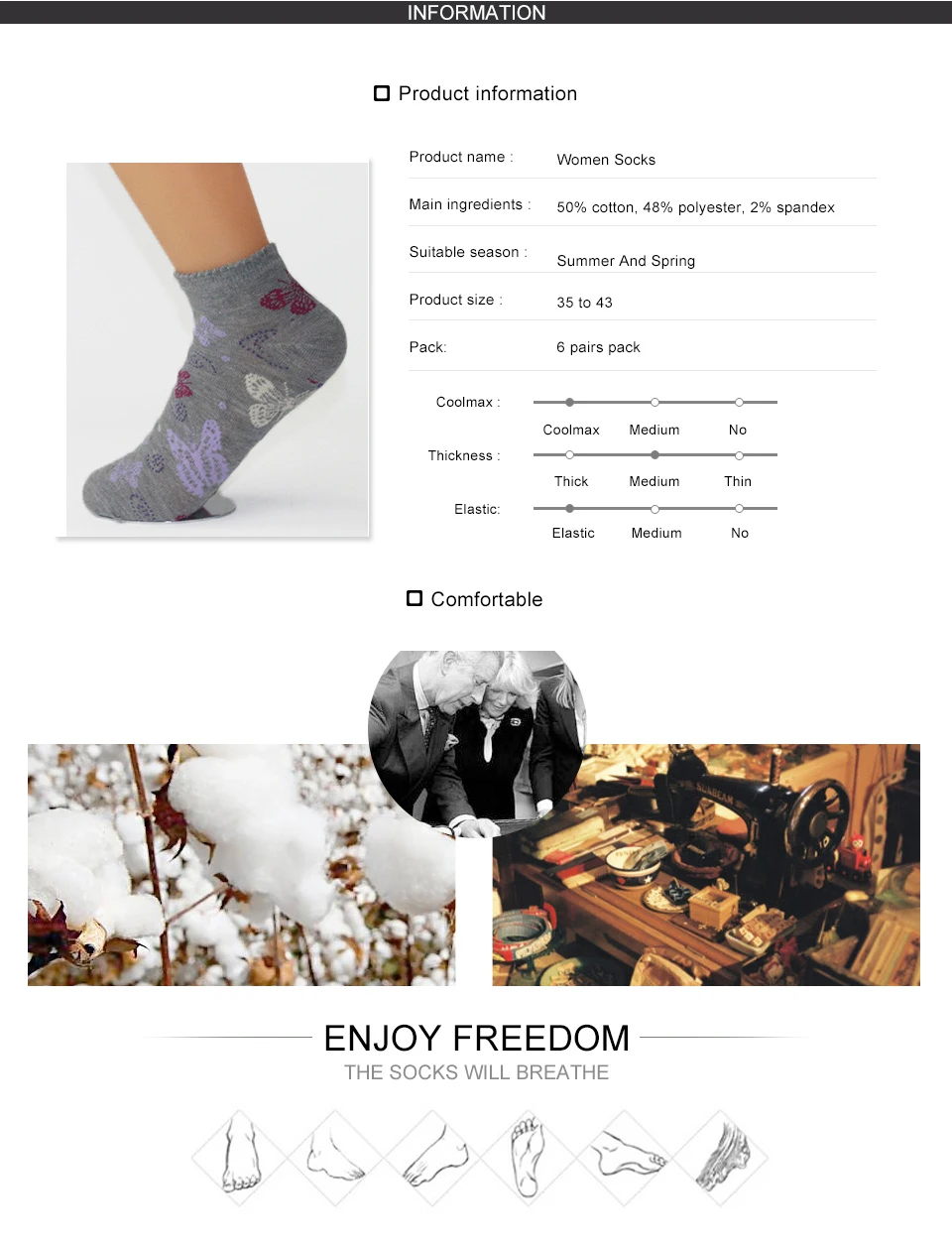 Cotton Female Socks