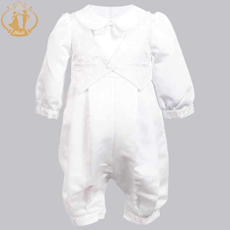 Nimble Baby Boys Christening Gowns Satin Formal Occasion Boys Romper b ...