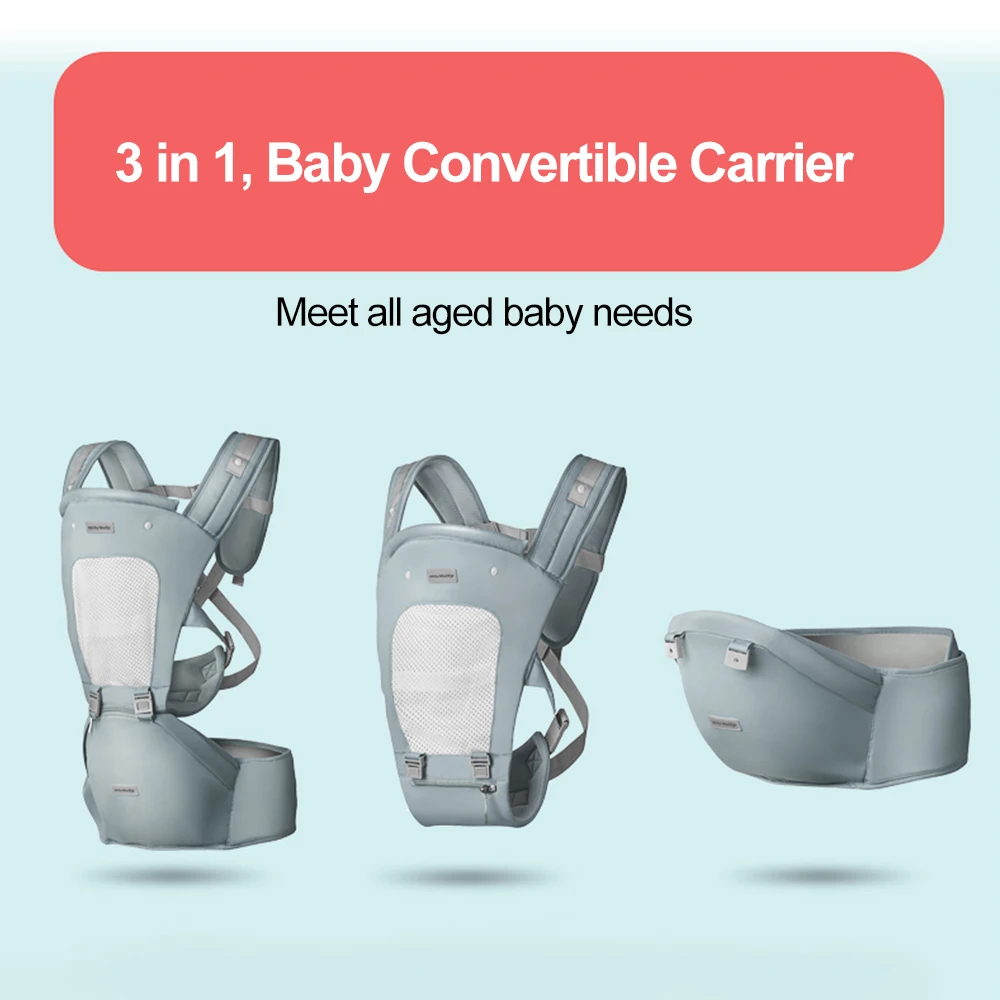 3 в 1 ребенка Кабриолет носителя для от 0 до 36 месяцев с хип сиденья 360 градусов эргономичный 6 позиция Обувь с дышащей сеткой для малышей