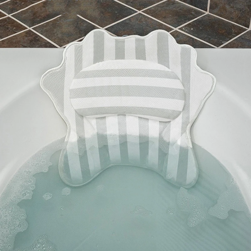 

Bathtub Spa Bath Pillow Cushion, Comfortable Head Rest and Neck, Back, Shoulder Support by Idle Hippo - Anti Mold Quick Dry Ai