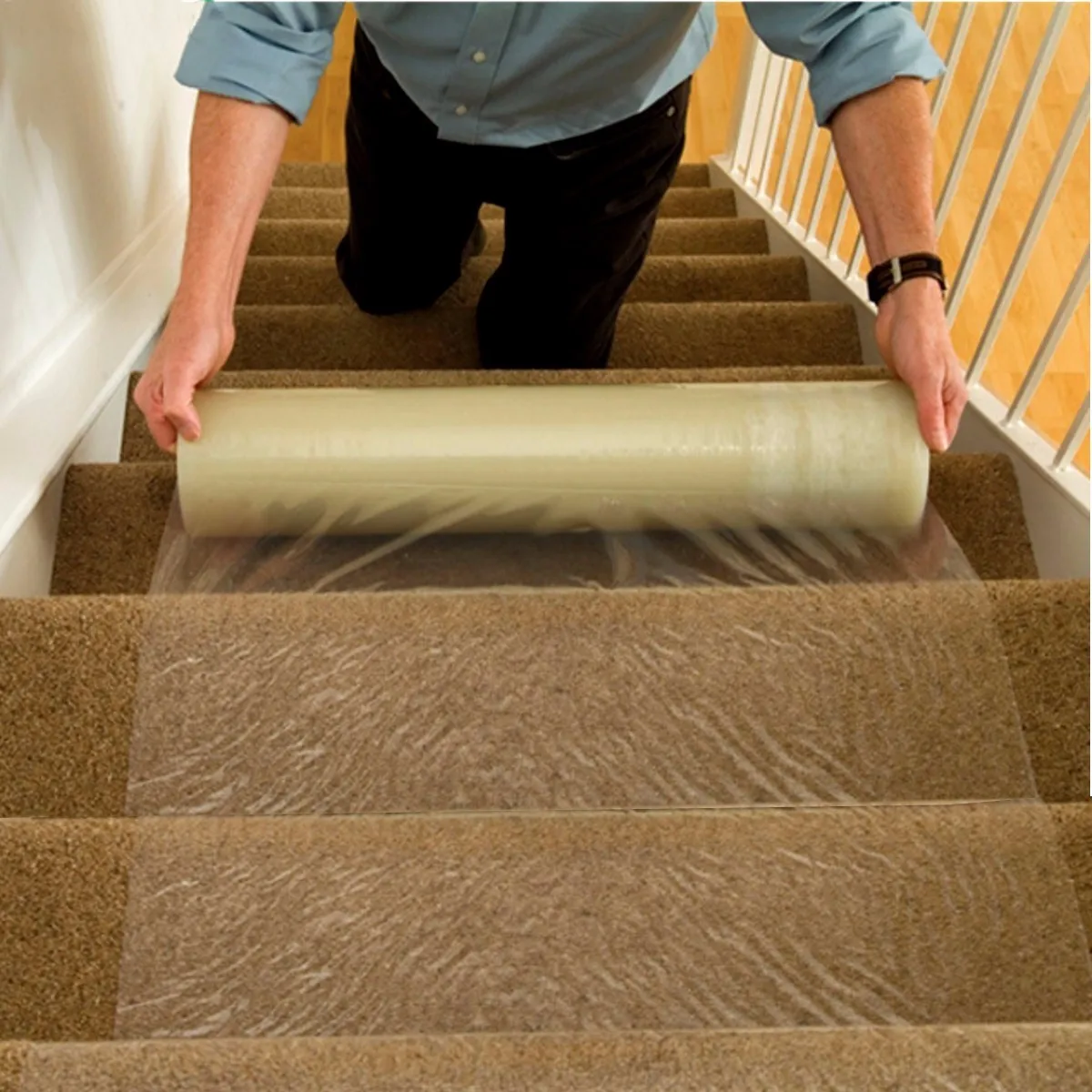 60cm X 100mcarpet Floor Protection Self Adhesive Protector Clear Roll
