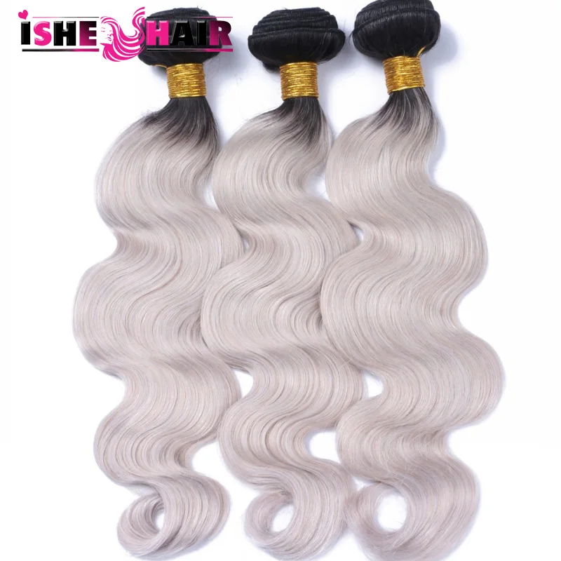 New Arrival 1B/Grey Ombre Brazilian Virgin Hair 7A Unprocessed Silver Grey Ombre Human Hair Extensions 3 Bundles Hair weave
