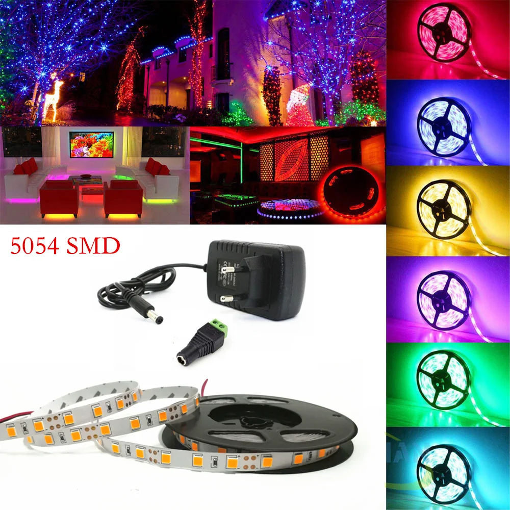 

2017 New Brighter Than 5050 5630 LED Strip Light 5054 SMD 60Leds/M Christmas Indoor Decor LED Tape Stripe+ 2A/3A Power adapter