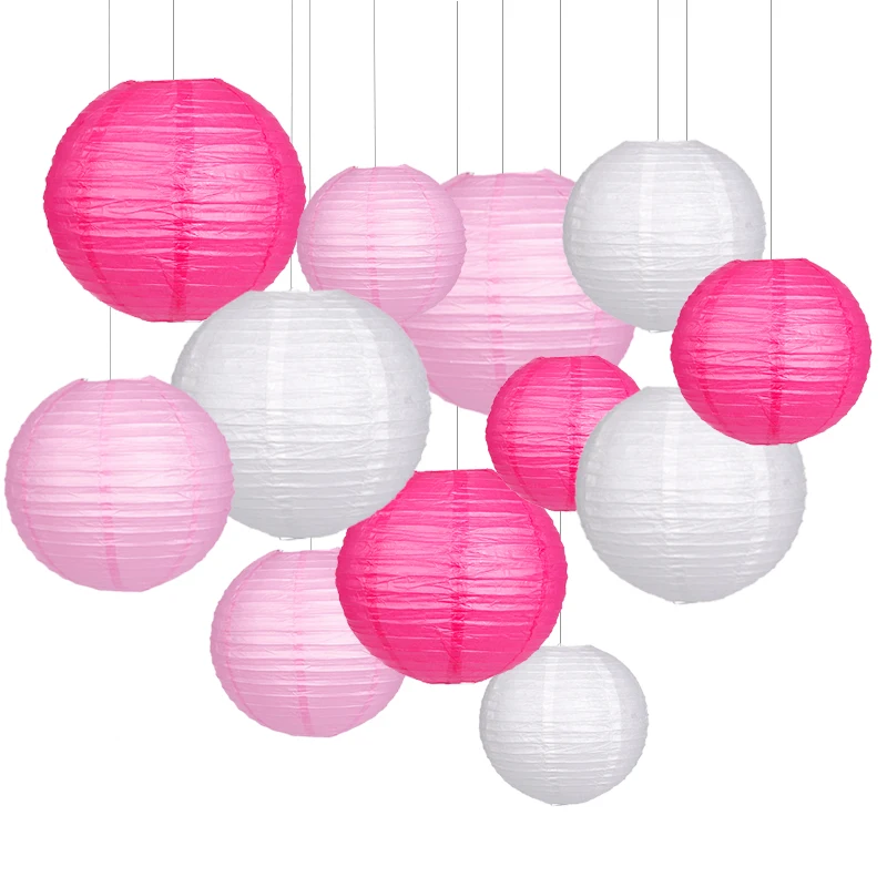 

Zilue 12pcs/Set Round Chinese Paper Lanterns Mix Color Assorted Sizes lampion for Wedding Birthday Party Home Hanging Decoration