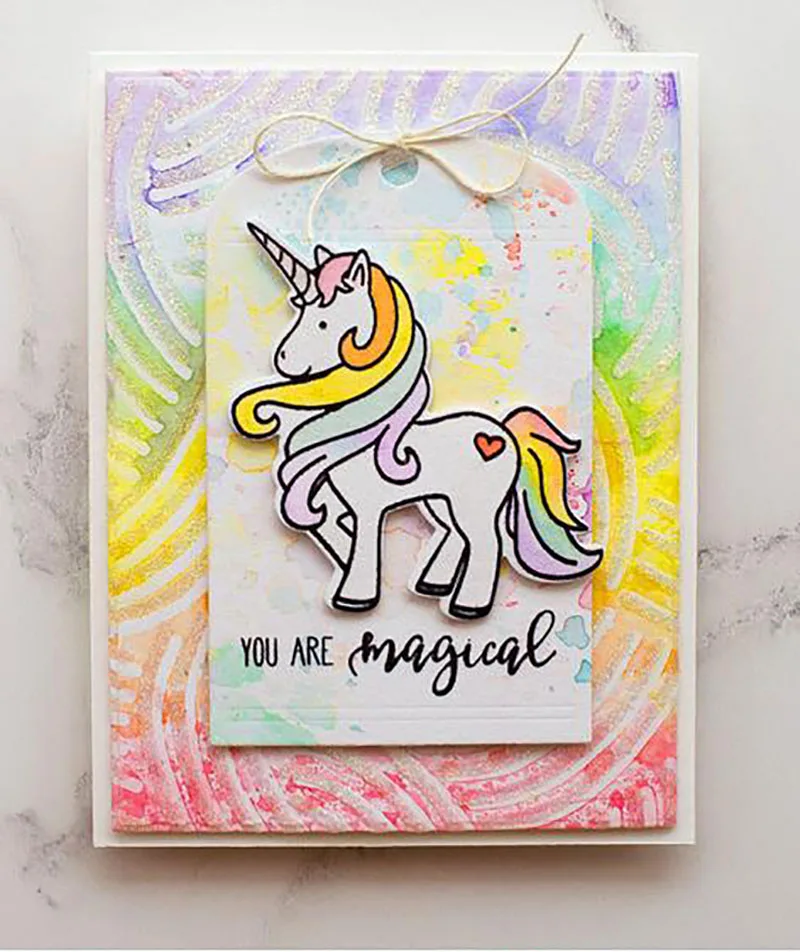 

SP Unicorn Metal Cutting Dies and Clear Rubber Stamp Set Unicorn Stamp with Dies for Card Making Scrapbooking Decoration