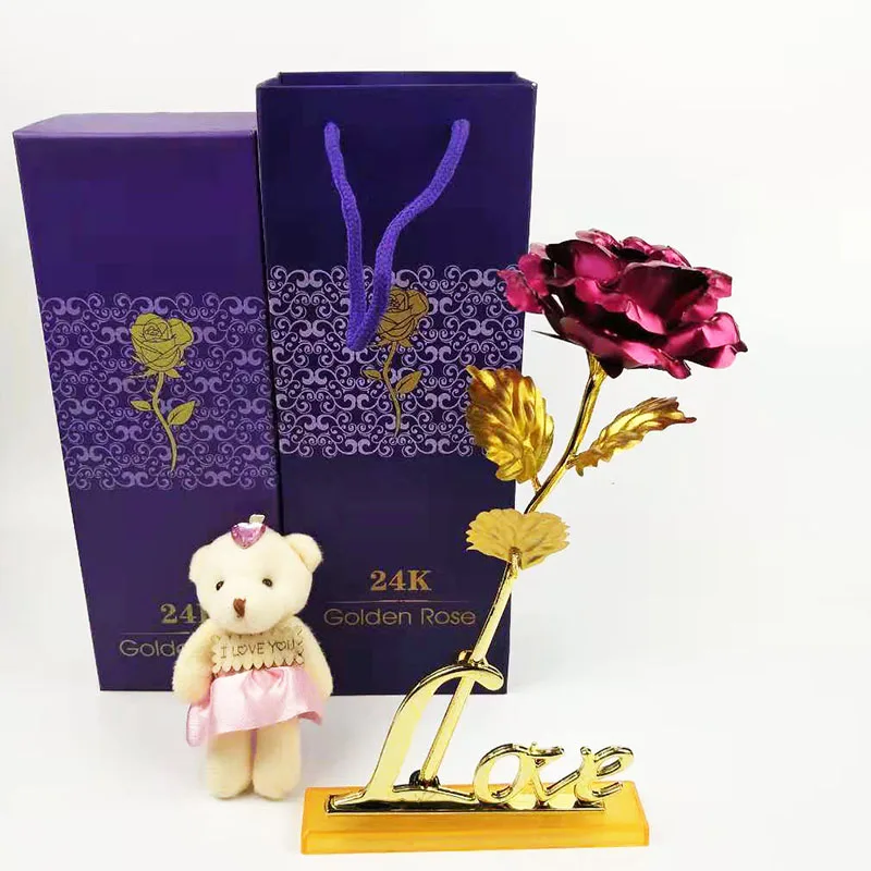 Rose 1 Pcs Golden Rose 24 K Gilded Rose Valentine Gold Rose Artificial Flowers Wedding Decoration Gift Birthday Present Artificial Dried Flowers Aliexpress