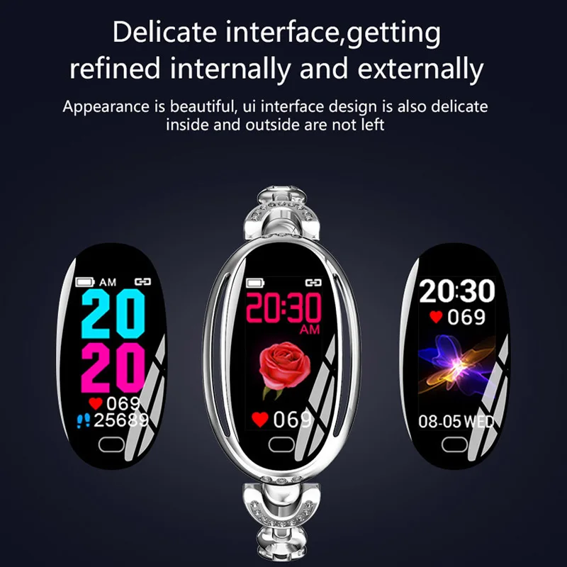 

Women Fitness Bracelet Bluetooth Heart Rate Monitor Alarm Clock Waterproof Smart Watch XXM8