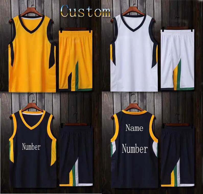Uniforme de Basquete Conjunto de Jérsei Calções de Bolso Personalizado! Criança Adulto Basquete Esporte Camisa Shorts Masculino Kit Basketbal Duplo –