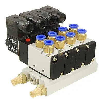 

DC 12V Single Head 2 Position 5 Way 4 Pneumatic Solenoid Valve w Base