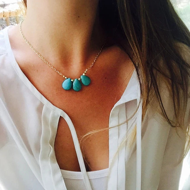 Big chest necklace CCB Bead Necklace Teardrop Necklace For Women Sexy