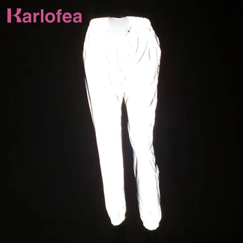 

Karlofea Reflective Pants For Women Night Reflective Trousers Sweatpants 2018 Cool Streetwear Hip Hop Harem Pants Joggers Bottom