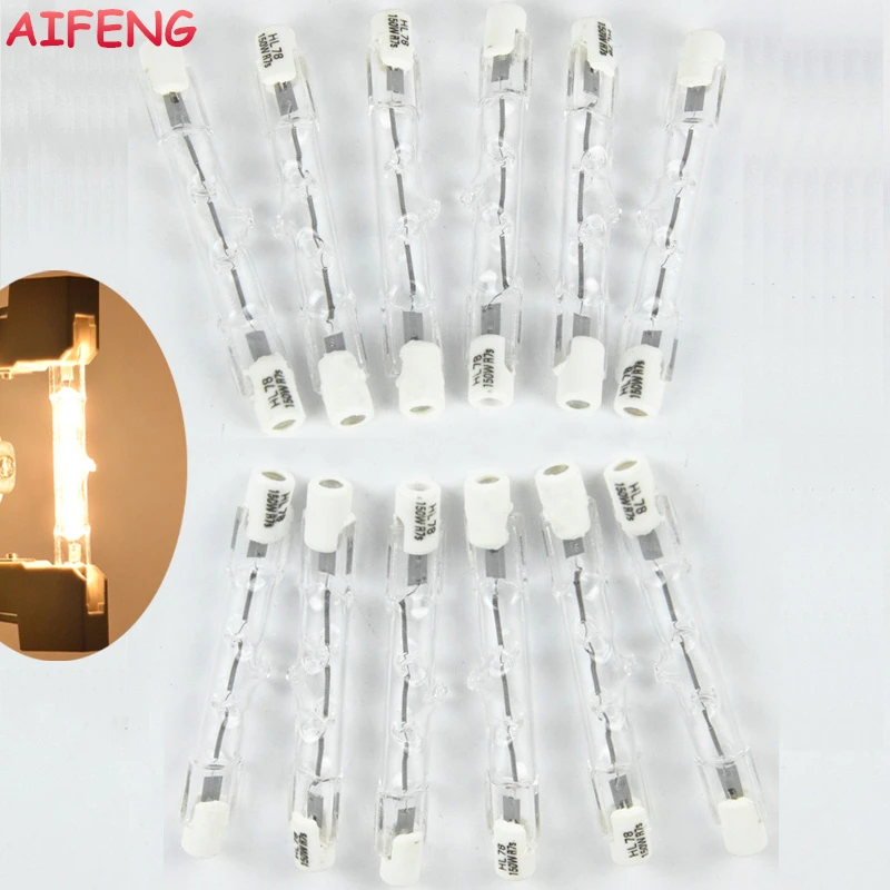 

AIFENG 12Pcs Halogen bulb R7s J78 78mm Double Ended Linear Halogen Lamp R7s 150W 2000LM Floodlight Halogen Bulb AC 220V Dimmable