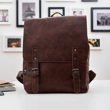 2016 nueva moda negro Leather Women mochilas escuela de estilo Preppy para adolescentes Casual hombres bolsas de viaje Vintage mochilas