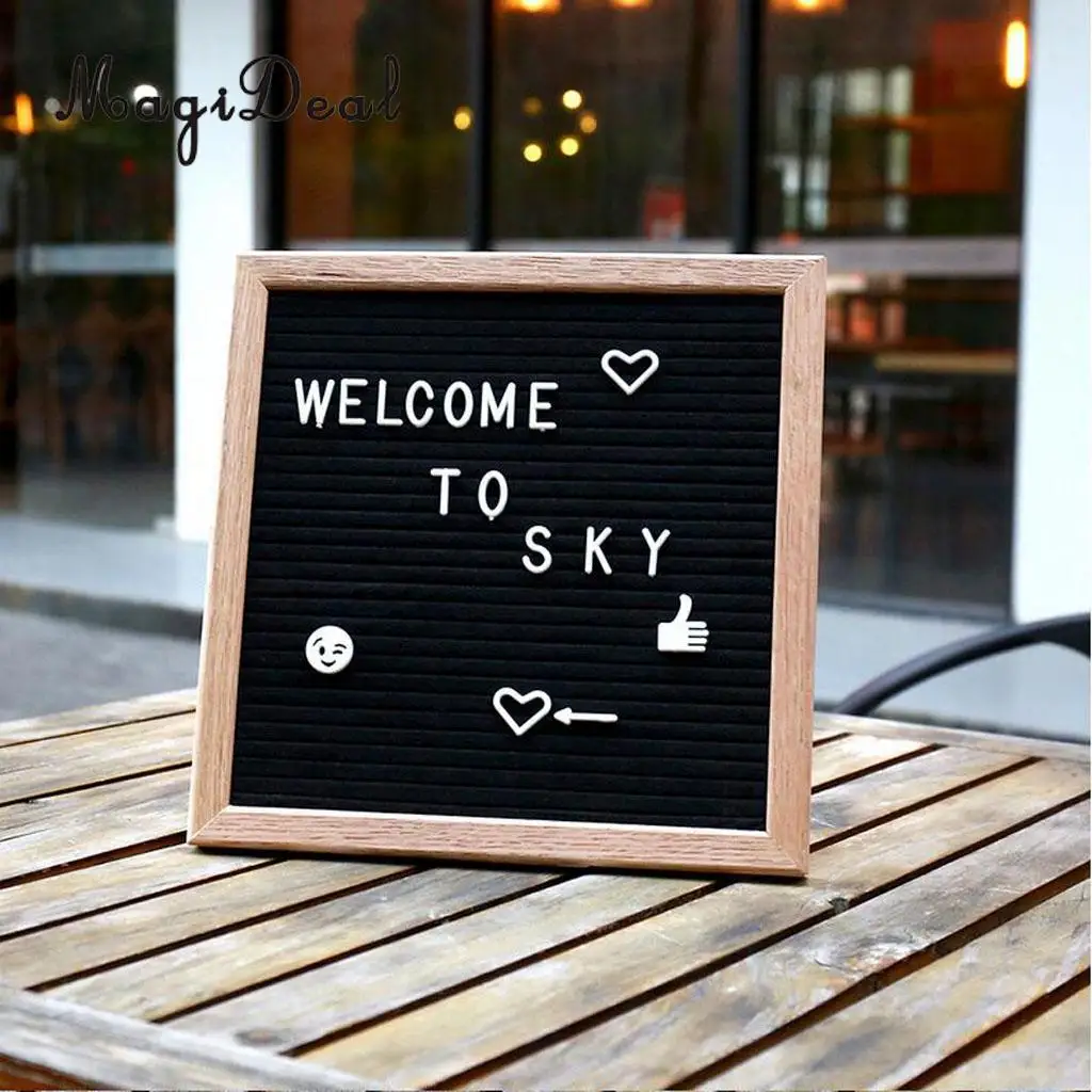 Felt Letter Board 10x10inches Changeable Letter Boards With 340 White Plastic Letters & Wood Frame Wall Mount, Free Canvas Bag
