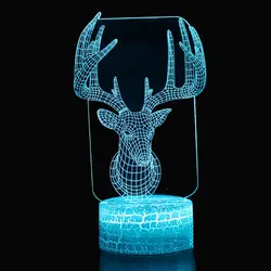 7 цветов градиенты Творческий Милу олень моделирование 3D Led настольная лампа спальня прикроватная декор с животными дети Рождественский