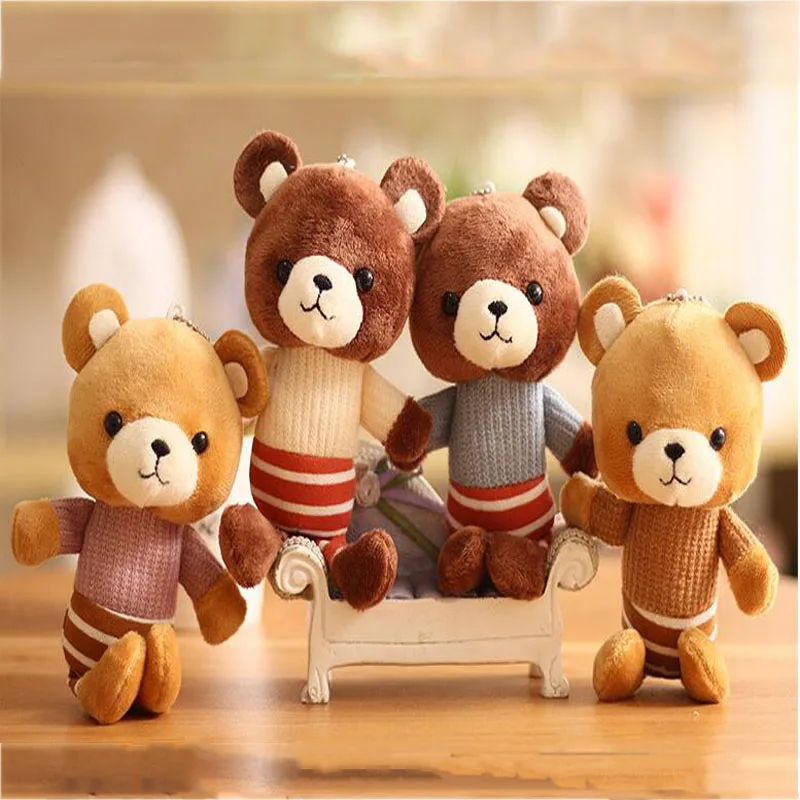 

Korean Version Of The Striped Bear Plush Toy Pendant Cute Children Bear Doll Key Chain Bag Ornaments Holiday Wedding Gifts