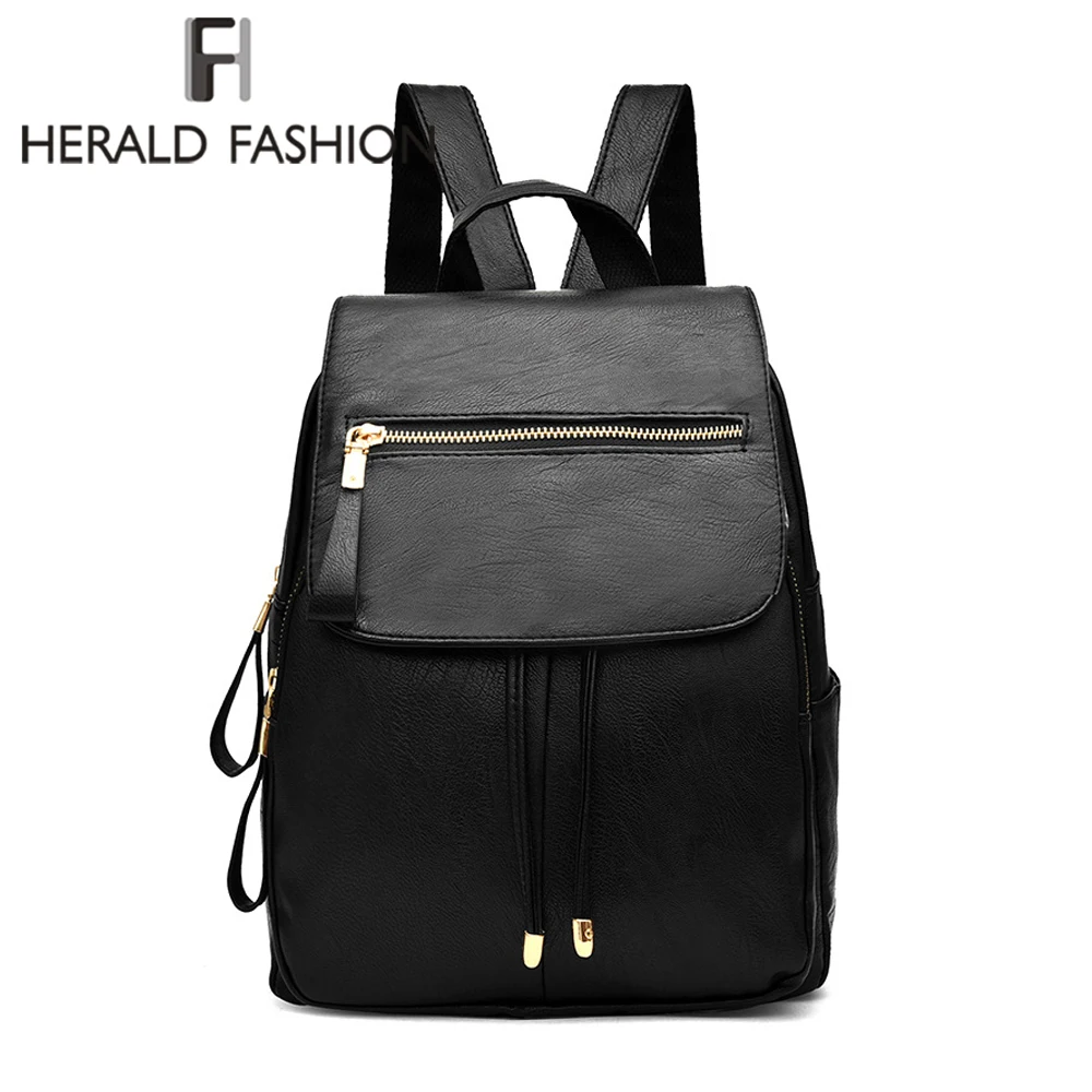 

Herald Fashion Women Backpack High Quality PU Leather Backpacks for Teenage Girls Female School Shoulder Bag Bagpack mochila
