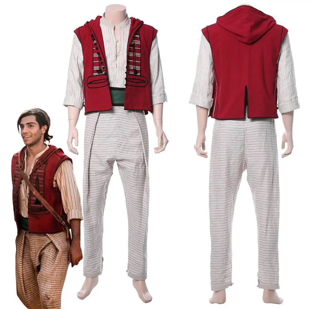

2019 Movie Aladdin Mena Massoud Cosplay Costume Prince Aladdin Adult Men Fancy Suit for Halloween Carnival Costumes Custom Made
